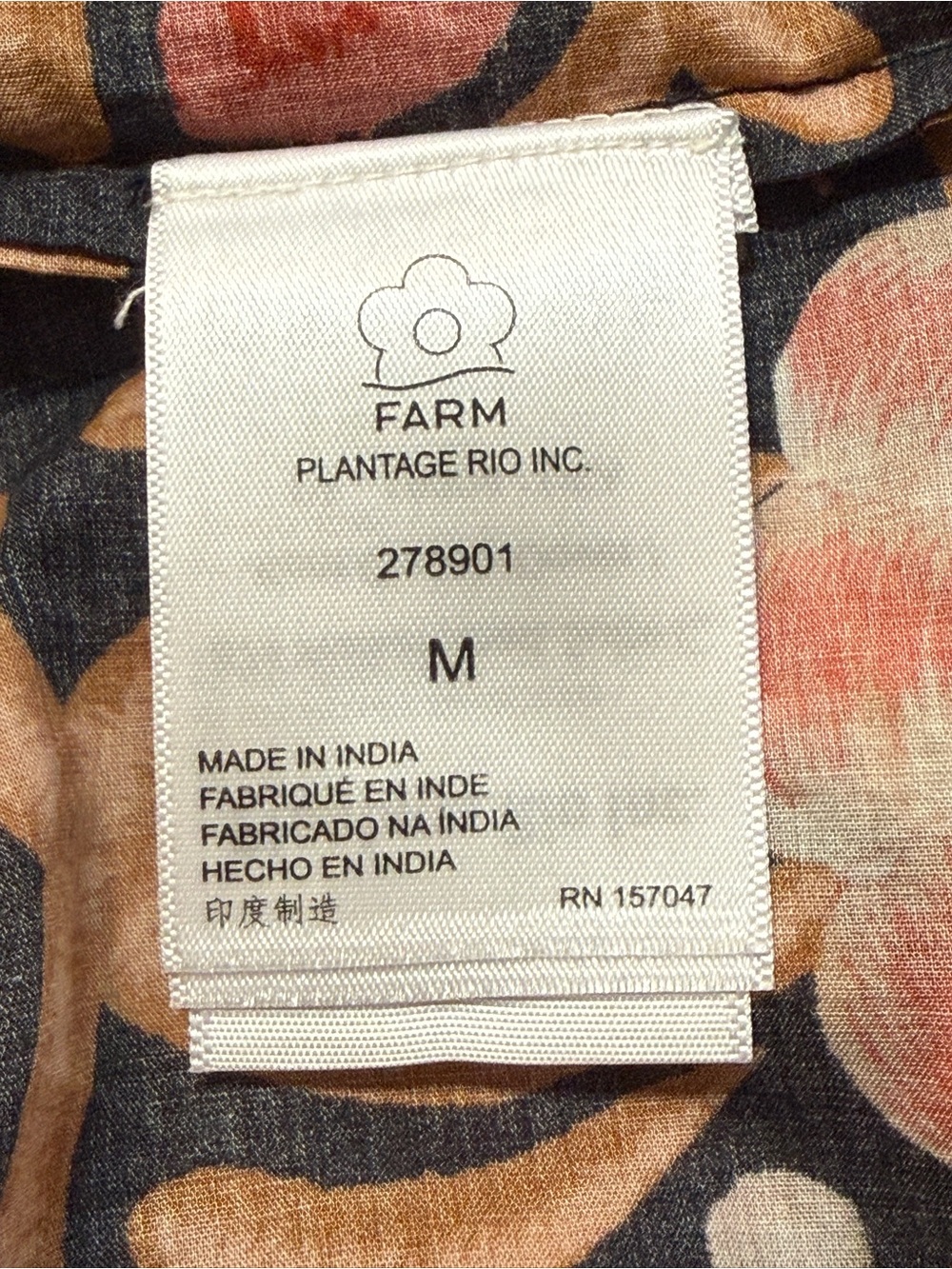 FARM Rio Black Floral Smocked Ruffle Sleeve Top with Orange Accents - Picture 13 of 16